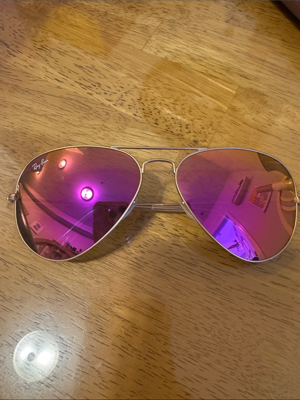 Ray-Ban Aviator Sunglasses - Pink/Purple Mirrored Lenses gold frames NEW W/O TAG